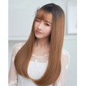 Gradient color straight long synthetic wig