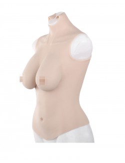 C-Cup Medium Skin Tone Crop Top Silicone Breastplate