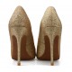 Pointed toe high heel pumps golden sequins