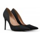 Black pointed toe high heel pumps sequins