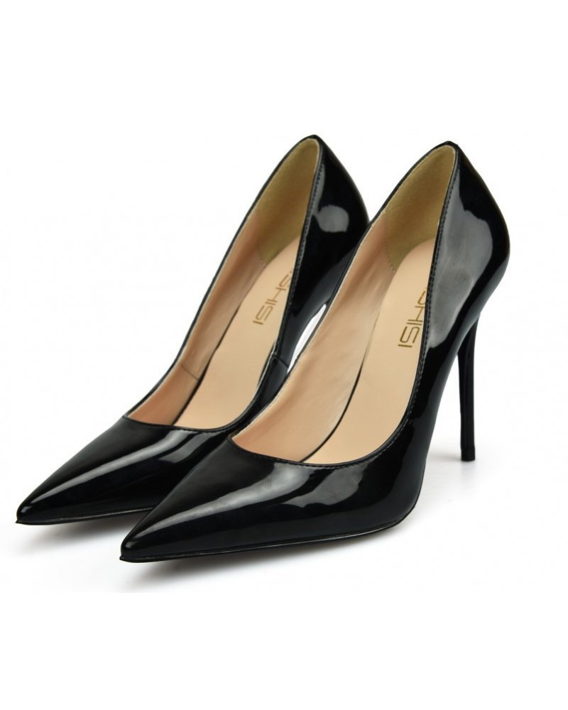 Black coated high heels pointed toe