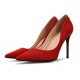 Red suede heel pumps 100 mm heel