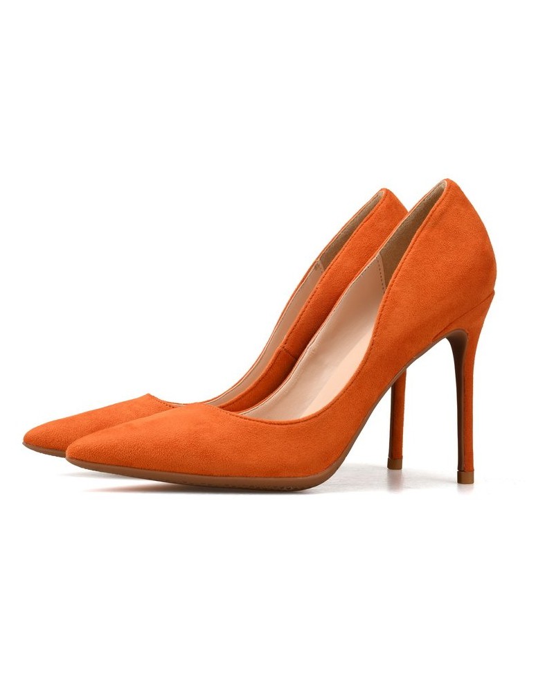 Orange suede heel pumps 100 mm heel - Super X Studio