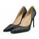 Black closed toe stiletto heel fish-scale pattern