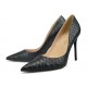 Black closed toe stiletto heel fish-scale pattern