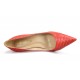 Red closed toe stiletto heel fish-scale pattern