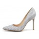 Silvery closed toe stiletto heel fish-scale pattern