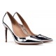 Silver coated high heels pointed toe like a mirror