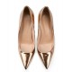 Golden coated high heels pointed toe like a mirror