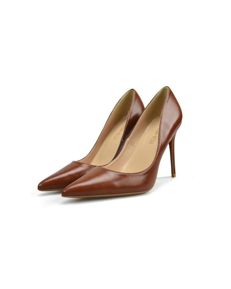 Matte brown pointed heels large size