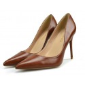 Brown matt pointed heels large size