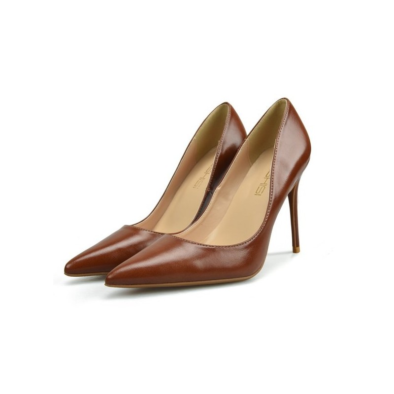 Brown matt pointed heels large size - Super X Studio