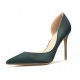 Satin dark green heels pointed pumps large size