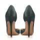 Satin dark green heels pointed pumps large size