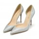 Silver glitter high heels sequins pumps