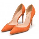 Plus size orange suede heeled shoes