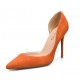 Plus size orange suede heeled shoes