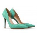 Plus size turquoise suede heeled shoes