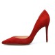 Cherry red suede heel pumps