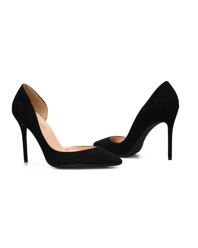 Black suede stiletto shoe wide width 