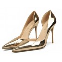 Gold patent pumps wide width heels