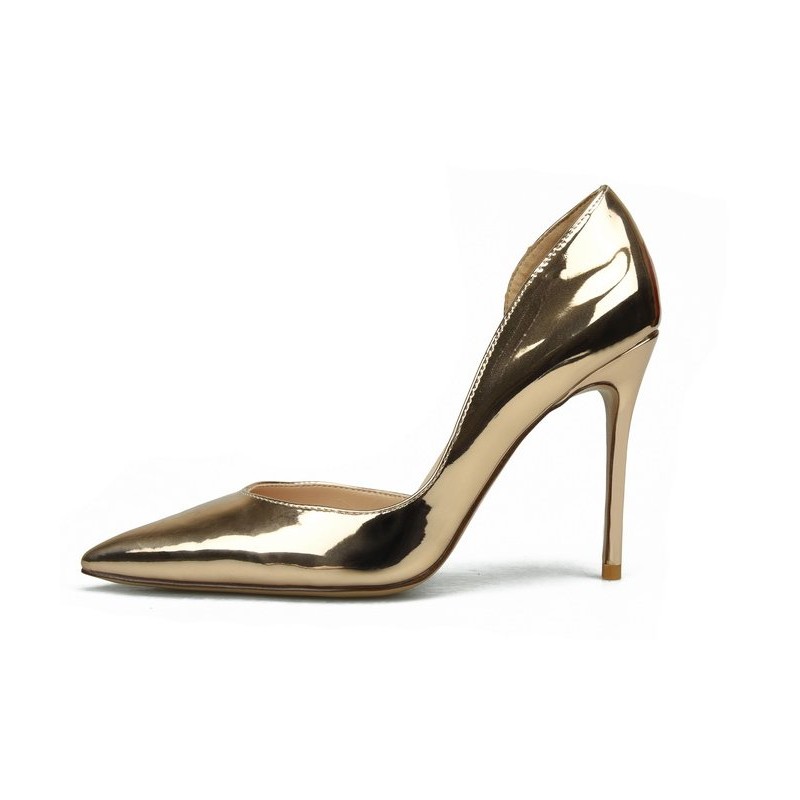 Gold patent pumps wide width heels - Super X Studio
