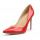 Cherry red V cut heel pumps