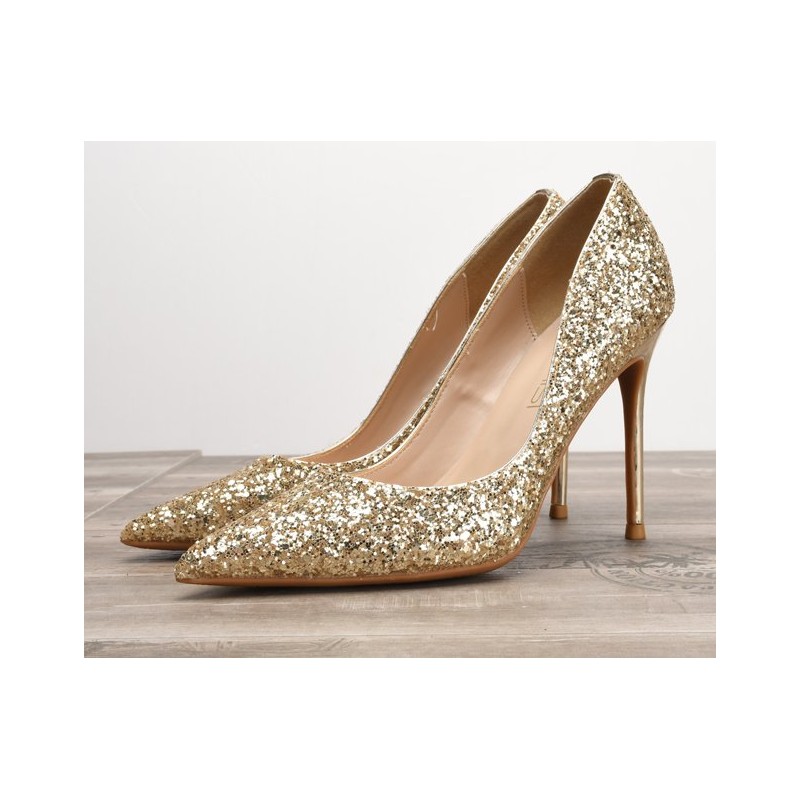 Gold sparkly shoes heels for prom - Super X Studio