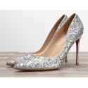 Silver sparkly shoes heels plus size
