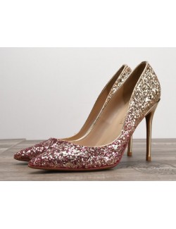 Sexy gradient color high heels purple gold