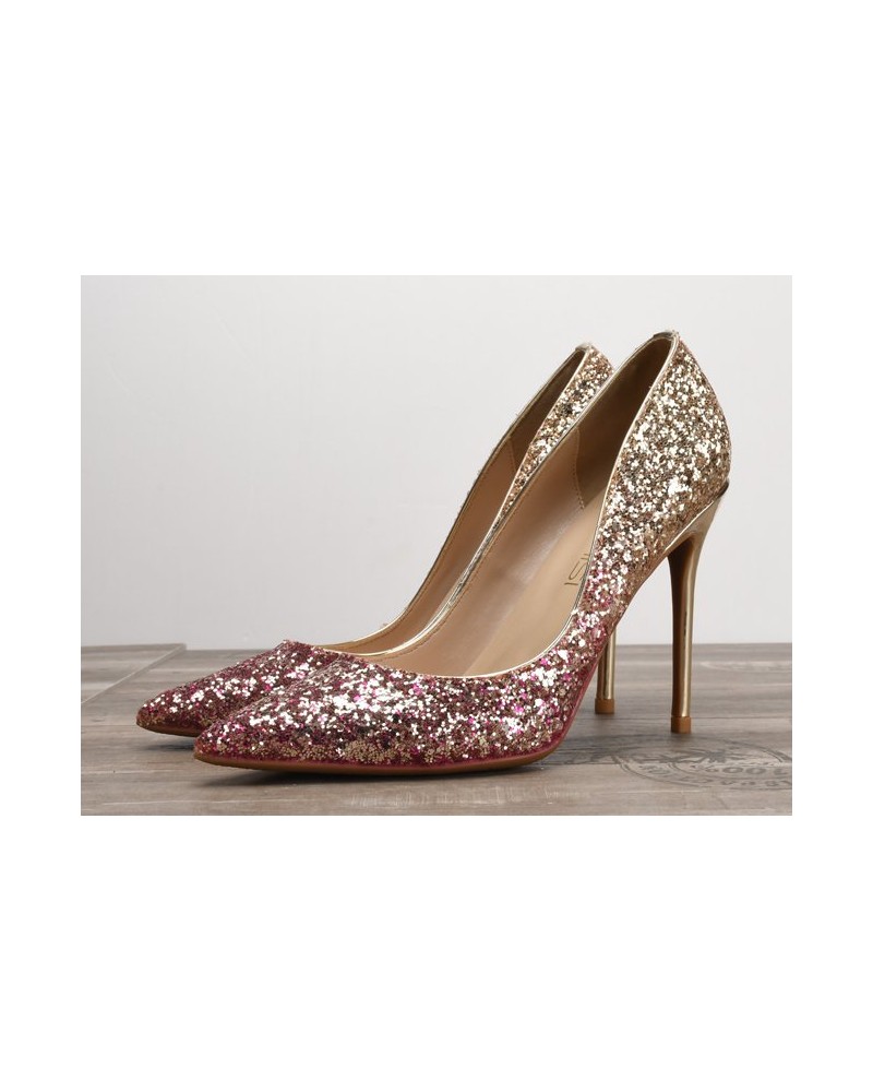 Sexy gradient color high heels purple gold