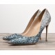 Glitter heels pumps blue silver gradient color