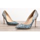 Glitter heels pumps blue silver gradient color