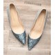 Glitter heels pumps blue silver gradient color