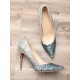 Glitter heels pumps blue silver gradient color