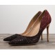 Sparkly dark red glitter heels pumps