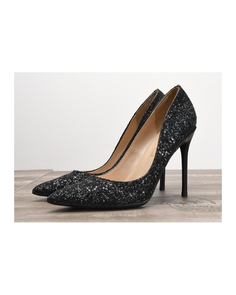 pure black glitter heels - Super X Studio