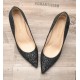 Sparkly pure black glitter heels pumps