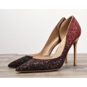 Sparkly red glitter shallow heels pumps