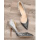 Glitter shallow heels pumps blue silver gradient