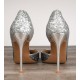 Glitter shallow heels pumps blue silver gradient