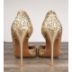 Gold sparkly toe pointed sexy sandals pumps heels plus size