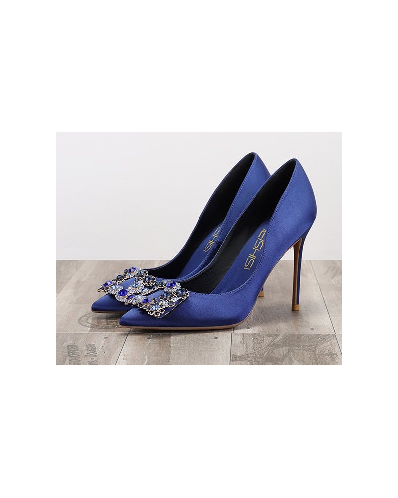 Blue rhinestone decoration heels - Super X