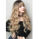Blond long curly synthetic wig