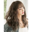 Long synthetic curly wig bangs