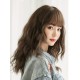Long synthetic wig with fringe