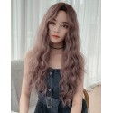 Long synthetic curly wig in light color