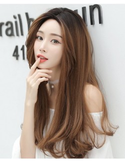 Beautiful long curly golden brown wig