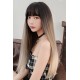 Long straight blonde synthetic resistant hair wigs with bangs