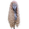Curly blonde lace front extra long wigs